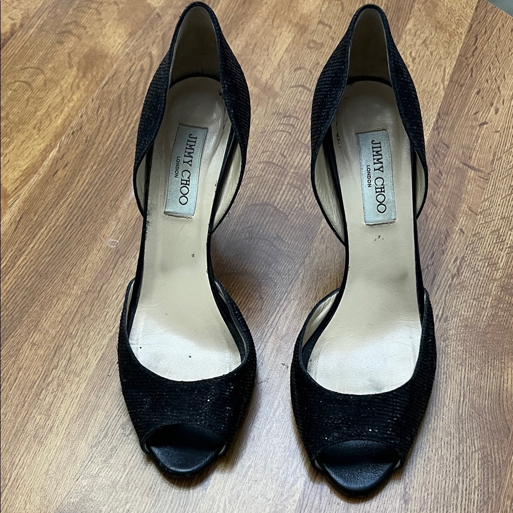 Jimmy Choo Elegant Black Open Toe Heels